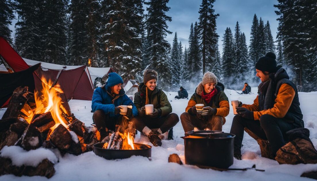 how to stay warm camping in winter